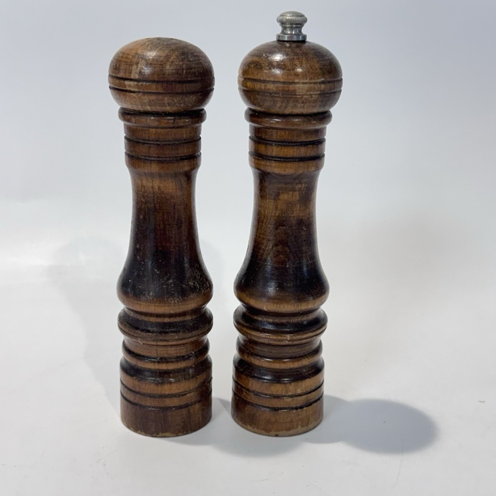 Vintage Princess House Wood Salt & Pepper Grinder Shaker Set Japan‎ Mid Century